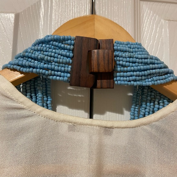 Beautiful Blue Muti-Strand Beaded Necklaces with Woden Clasp - Picture 5 of 7